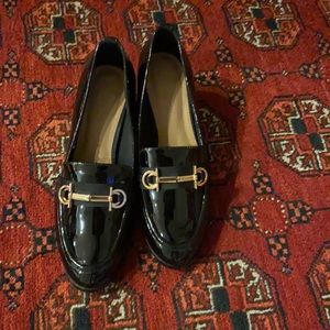 NWOT new ASOS patent blocked heel loafers.